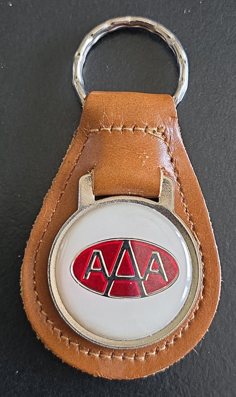 American Automobile Association Auto Roadside Service Keychain, Leather, Vintage